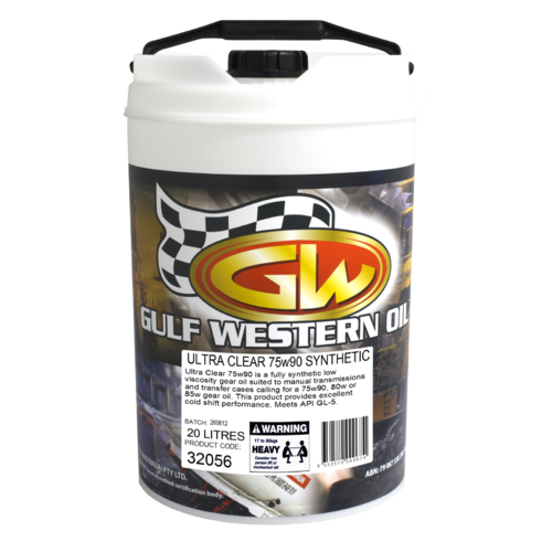Gulf Western Ultra Clear Gear Oil Full Syn Ls 75W-90 20L